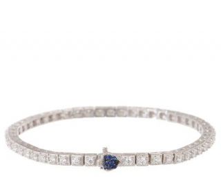 Judith Ripka Sterling 1.75ct Diamonique Smal Tennis Bracelet w/Blue 