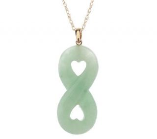 Chinese Jade Infinity Symbol w/Chain, 14k Gold —