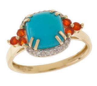 As IsTurquois e, Fire Opal & Diamond Accent Ring, 14K —