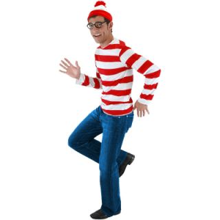 Wheres Waldo Adult Costume (Hat, Shirt and Glasses) Wheres Wally New