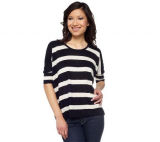 DASH by Kardashian Scoopneck Striped Sweater with Pocket   A224085