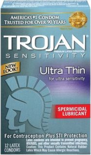  Trojan Ultra Thin Spermicidal Condoms 12 Pack