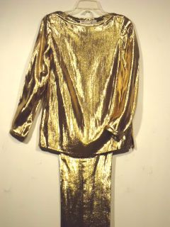 UMI Collections Anne Crimmins NEW S Solid Gold Metallic Pantsuit Set