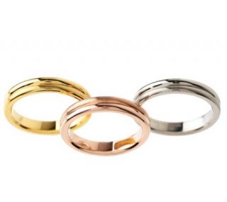 Steel by Design Set of 3 Satin and Polished Stack Rings Stainless 
