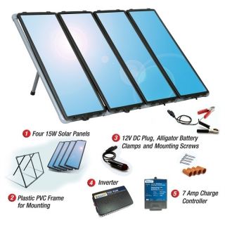  New 60 Watt Solar Panel Charging Kit with Charge Controller Inverter