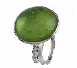 Or Paz Sterling Round Textured Roman Glass Ring   J297680