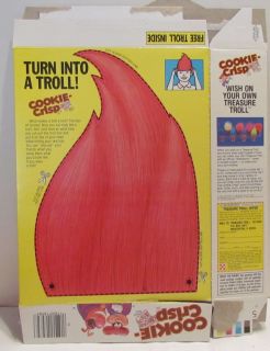 1991 ralston cookie crisp cereal box with free treasure troll offer