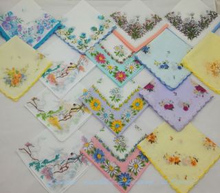   style floral handkerchief ladies cotton hankies with blank center