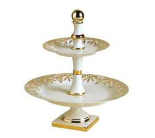 Mary Carol Garrity Two Tiered Cream with Goldtone Server —