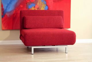 Red Modern Convertible Sofa Bed Daybed Chair