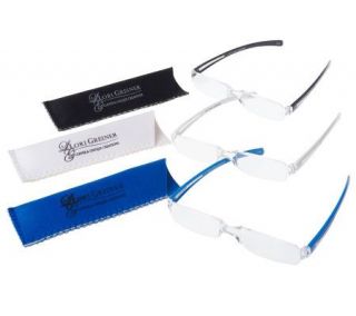Set of 3 Reading Glasses w/Matching Case by Lori Greiner —