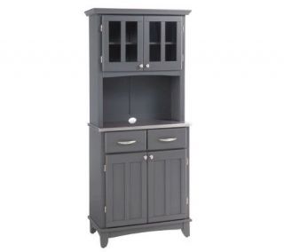 Home Styles Small Buffet Gray Base/Hutch with Stainless Top — 
