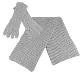 Precious Fibers Cashmere Cable Knit Scarf & Glove Set —