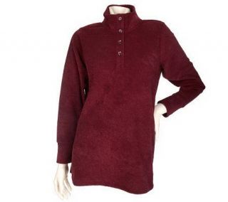 Sport Savvy Micro Boucle Long Sleeve Tunic with Button Front