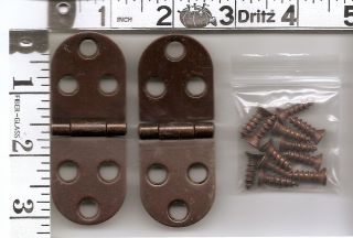 Kenmore Sewing Machine Cabinet Cover Leaf Hinges w Screws Copper Color