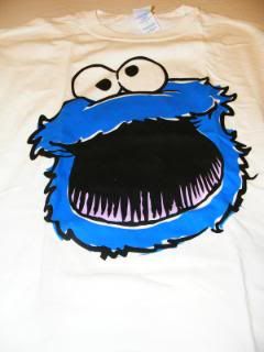 Cookie Monster Face White T Shirt Sesame Street New