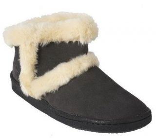 Clarks Suede Bootie Slippers with Faux Fur Lining —