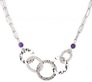 Simona Collini Steel Textured Circle Chain Link Necklace —