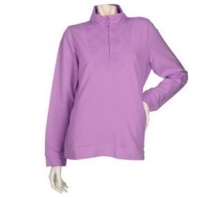 Sport Savvy French Terry Half Zip Pullover with Eyelet Trims
