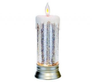 As Is 11 Lit Glitter Candle with Flickering Tip by Valerie