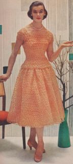 Vintage Crochet Pattern Lace Formal Evening Dress 1950s