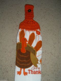  Thanksgiving Turkey Give Thanks Crochet Top Kitchen Hand Towel
