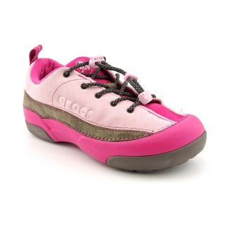 Used Crocs Dawson Youth Kids Girls Size 3 Pink Leather Sneakers Shoes