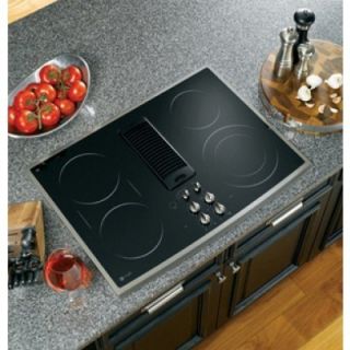 GE Profile 30 Downdraft Electric Cooktop Black Glass Stainless Trim