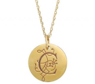 Posh Mommy 18K Gold Plated Large Initial Disc Pendant w/Chain 