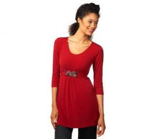 George Simonton Milky Knit Tunic with Embellished Belt Detail 