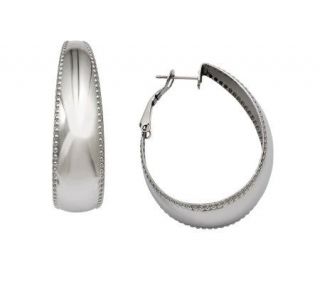 Steel by Design Polished with Textured Edge Oval Hoop Earrings