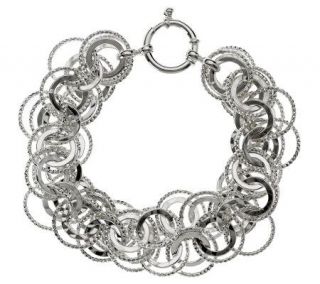 Sterling Polished & Textured Double Row Link Bracelet 