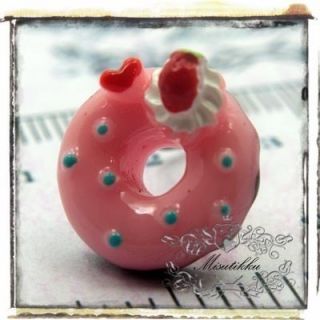   Strawberry Donut Cabochon Resin Flat Back Miniature Craft Supplies