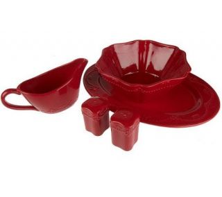 Piece Red or White Embossed Teardrop Serving Set —