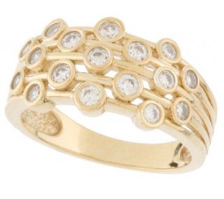 Diamonique 18K Gold Clad Bezel Set Wide Band Ring —