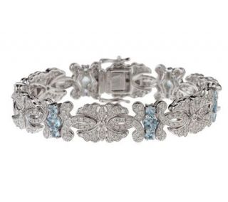 AffinityDiamond 3.50 ct tw & Aquamarine Large Bracelet Sterling 