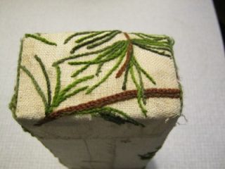 Vintage Needlepoint Covered Brick Doorstop Bookend Paperweight