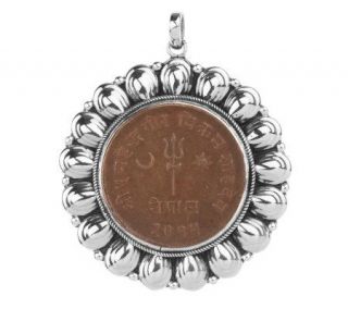 As Is Artisan Crafted Ster. Nepalese Copper Coin Pendant —