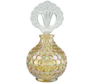 Fenton Art Glass Amber Honeycomb Perfume Bottle —