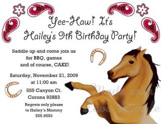 Horse Cowboy Cowgirl Birthday Party Invitations Cute