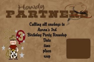 Custom Western Cowboy Birthday Invitations Cards