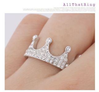 Queen Princess Crown Ring Swarovski Crystal Size 6 7 8