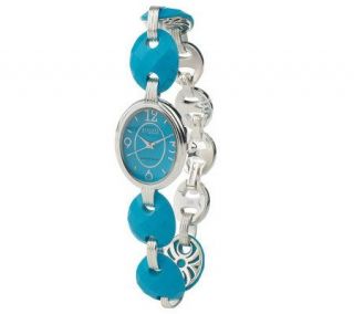 Ecclissi Sterling Carved Gemstone Link Bracelet Watch —