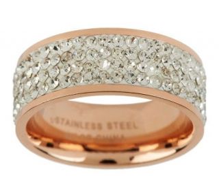 Steel By Design Silk Fit Rose Gold Crystal Band Ring   J267889