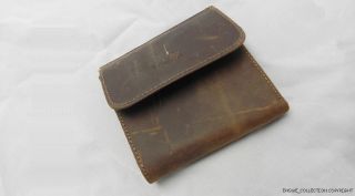 rare★ Genuine Crazy Horse Pull Up Leather Mens Bifold Coin Brown