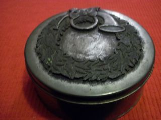 Vintage Metzke Collectible Trinket Tin w/ Pewter Lid   Holiday