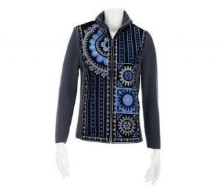 Bob Mackies Turkish Delight Embroidered Suede & Knit Jacket   A84834