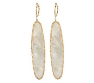 VicenzaGold Elongated Mother of pearl Dangle Earrings 14K Gold