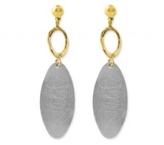 Sterling & Goldtone Plated Oval Flat Disc Earrings —