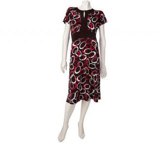 Never Enough by Iris Simms Short Sleeve Printed Knit Keyhole Dress